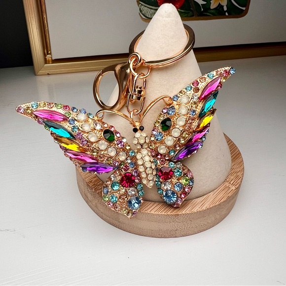 Unbranded Accessories - Butterfly Keychain Bag charm Multicolor Rhinestone Fairycore Whimsical Fantasy